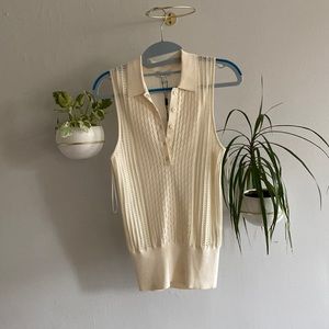 Dreamy white Reiss textured sleeveless polo